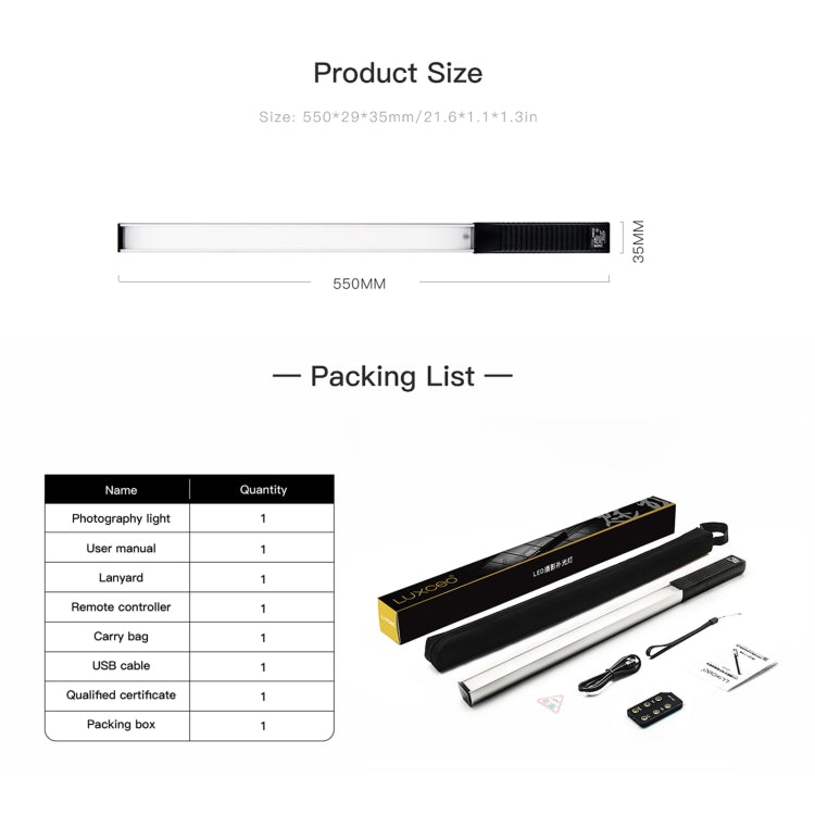 LUXCeO Q508S Dual Color Temperature 1000LM Photo LED Stick Video Light Lampada di illuminazione flash a LED con luce di riempimento portatile, Q508S