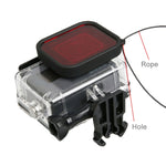 Per GoPro HERO5 Custodia protettiva impermeabile per PC e ABS fino a 30 m + Obiettivo della fotocamera Filtro quadrato rosso con fibbia Supporto di base, vite lunga e cinturino anti-smarrimento, Protective Case + Filter