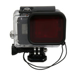 Per GoPro HERO5 Custodia protettiva impermeabile per PC e ABS fino a 30 m + Obiettivo della fotocamera Filtro quadrato rosso con fibbia Supporto di base, vite lunga e cinturino anti-smarrimento, Protective Case + Filter
