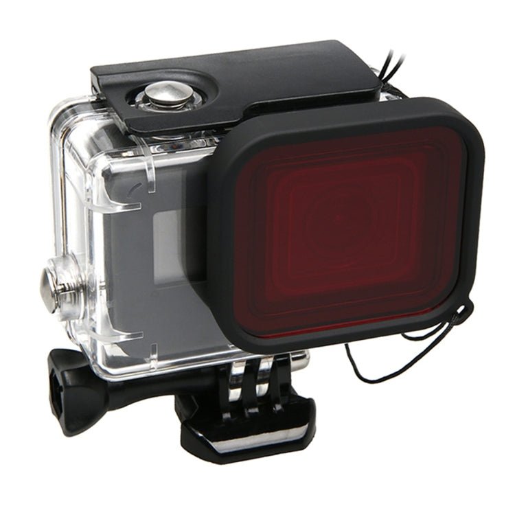 Per GoPro HERO5 Custodia protettiva impermeabile per PC e ABS fino a 30 m + Obiettivo della fotocamera Filtro quadrato rosso con fibbia Supporto di base, vite lunga e cinturino anti-smarrimento, Protective Case + Filter