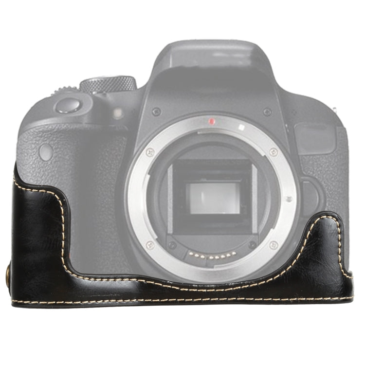Base mezza custodia per fotocamera in pelle PU con filo da 1/4 di pollice per Canon EOS 77D / 800D, For Canon  EOS 77D, For Canon EOS 77D