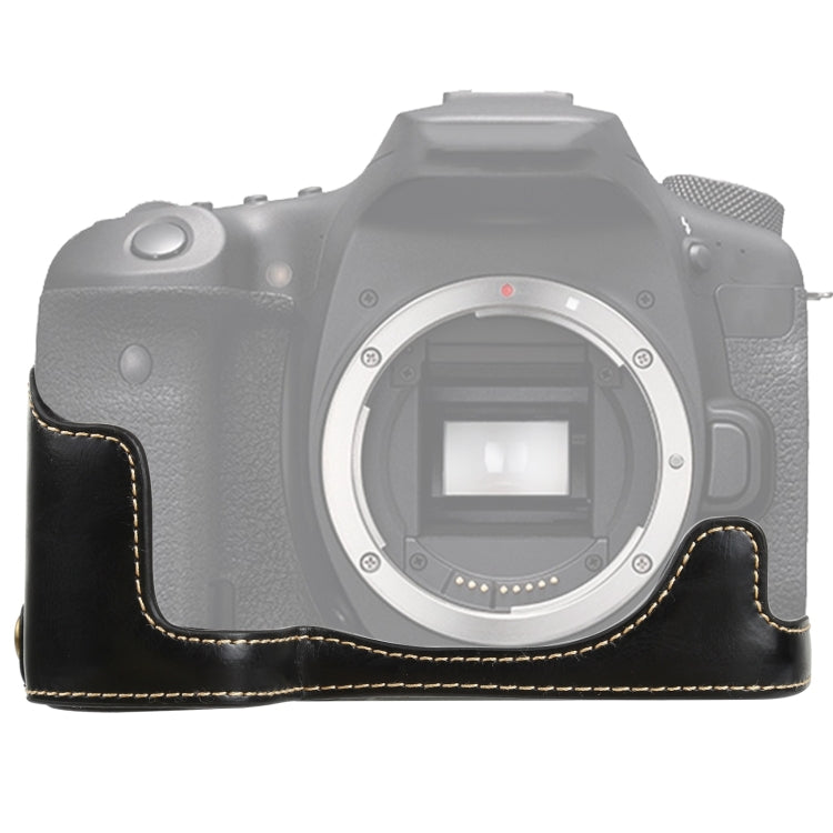 Base mezza custodia per fotocamera in pelle PU con filo da 1/4 di pollice per Canon EOS 90D, For Canon EOS 90D