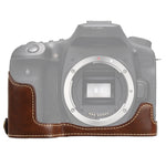 Base mezza custodia per fotocamera in pelle PU con filo da 1/4 di pollice per Canon EOS 90D, For Canon EOS 90D