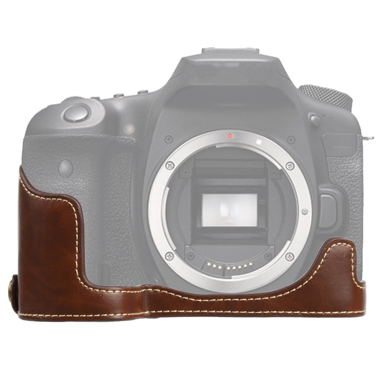 Base mezza custodia per fotocamera in pelle PU con filo da 1/4 di pollice per Canon EOS 90D, For Canon EOS 90D