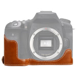 Base mezza custodia per fotocamera in pelle PU con filo da 1/4 di pollice per Canon EOS 90D, For Canon EOS 90D