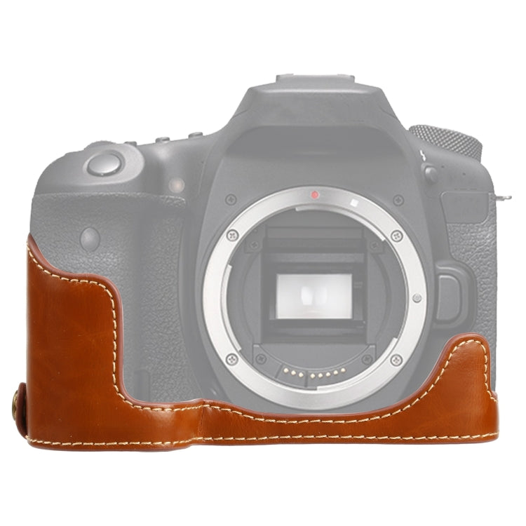 Base mezza custodia per fotocamera in pelle PU con filo da 1/4 di pollice per Canon EOS 90D, For Canon EOS 90D