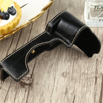 Base mezza custodia per fotocamera in pelle PU con filettatura da 1/4 di pollice per Sony ILCE-7C/A7C, For Sony ILCE-7C/A7C