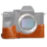 Base mezza custodia per fotocamera in pelle PU con filettatura da 1/4 di pollice per Sony ILCE-7RM4 / A7RM4 / A7R IV, For Sony ILCE-7RM4