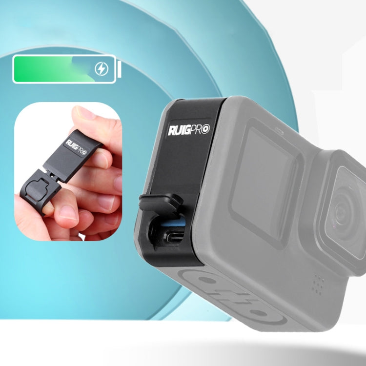 RUIGPRO Coperchio dell'interfaccia laterale della batteria in lega di alluminio per GoPro HERO10 Black / HERO9 Black, Aluminum Alloy Side Cover