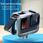 RUIGPRO per GoPro HERO10 Black / HERO9 Gabbia protettiva per montaggio su telaio con bordo in metallo nero e base doppia per scarpe fredde, Silver Grey