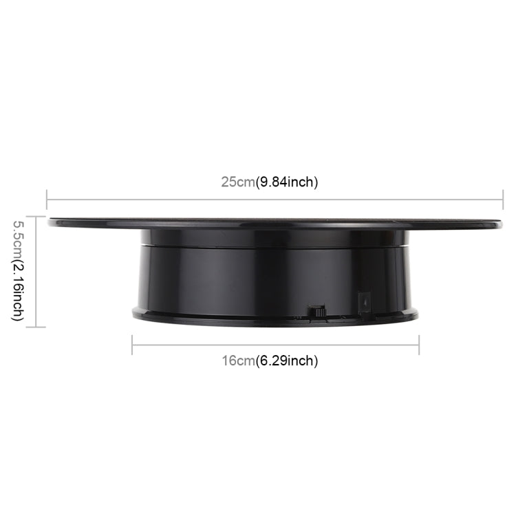 Superficie dello specchio rotante elettrico da 25 cm a 360 gradi espositore per giradischi puntelli per riprese video giradischi per fotografia, carico 3 kg, alimentato a batteria, 25cm Mirror/Powered by Battery(B), 25cm Mirror/Powered by Battery(W)   ...