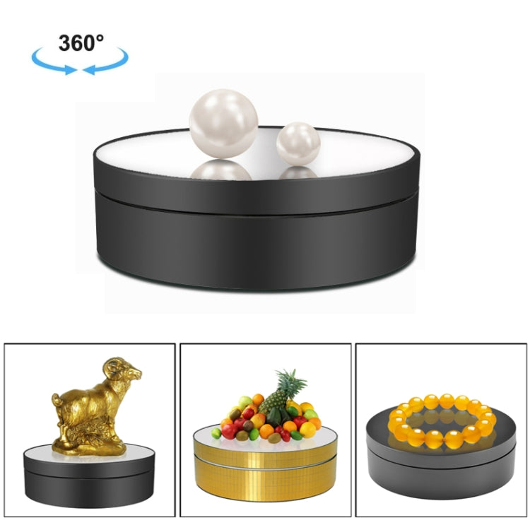 Giradischi elettrico con specchio girevole da 12 cm a 360 gradi, supporto per riprese video, giradischi, carico: 3 kg, 12cm Mirror Black, 12cm Mirror White