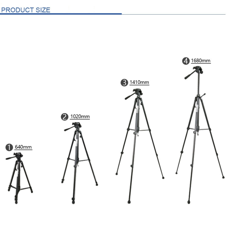 WeiFeng WT-3560 Gambe pieghevoli a 3 sezioni Supporto per treppiede in lega di alluminio per trasmissione dal vivo, WT-3560