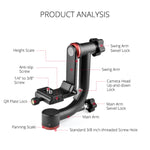 YELANGU A201 Testa per treppiede con giunto cardanico orizzontale a 360 gradi per fotocamere DV e SLR, A201