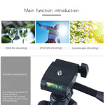 Treppiede per trasmissione dal vivo Gambe pieghevoli a 4 sezioni Supporto per treppiede in lega di alluminio con testa tridimensionale a forma di U per DSLR e fotocamera digitale, altezza regolabile: 35-106 cm, 3110 Silver