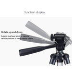 Treppiede per trasmissione dal vivo Gambe pieghevoli a 4 sezioni Supporto per treppiede in lega di alluminio con testa tridimensionale a forma di U per DSLR e fotocamera digitale, altezza regolabile: 35-106 cm, 3110 Silver