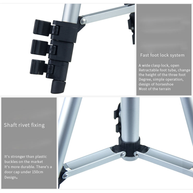 Treppiede per trasmissione dal vivo Gambe pieghevoli a 4 sezioni Supporto per treppiede in lega di alluminio con testa tridimensionale a forma di U per DSLR e fotocamera digitale, altezza regolabile: 35-106 cm, 3110 Silver