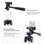 Treppiede per trasmissione dal vivo Gambe pieghevoli a 4 sezioni Supporto per treppiede in lega di alluminio con testa tridimensionale a forma di U per DSLR e fotocamera digitale, altezza regolabile: 35-106 cm, 3110 Silver