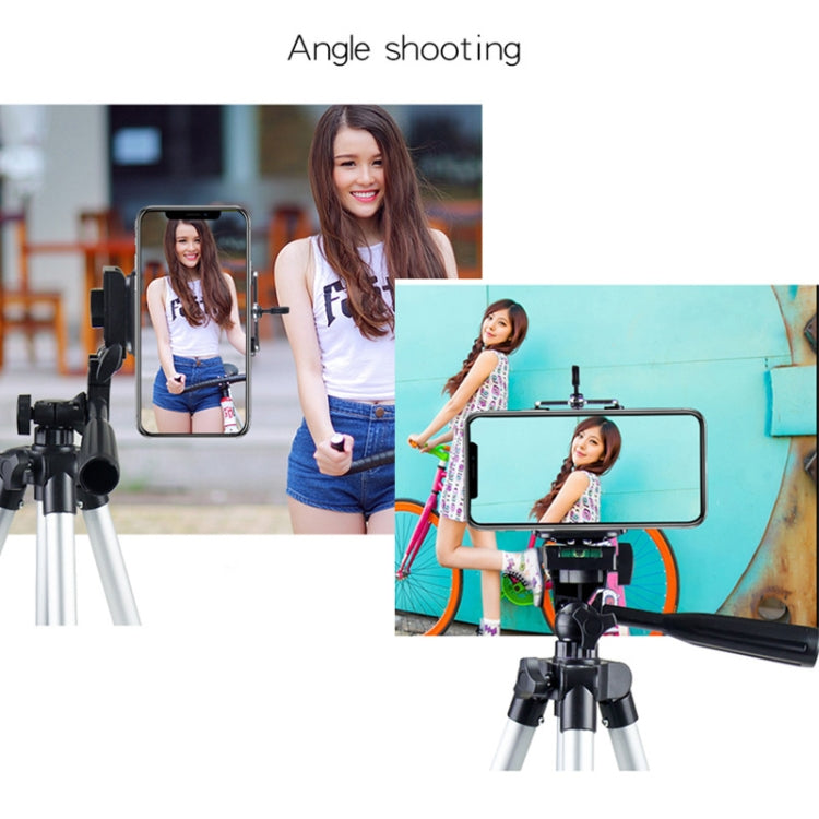 Treppiede per trasmissione dal vivo Gambe pieghevoli a 4 sezioni Supporto per treppiede in lega di alluminio con testa tridimensionale a forma di U per DSLR e fotocamera digitale, altezza regolabile: 35-106 cm, 3110 Silver