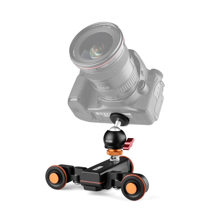 YELANGU L4X-BC Ruota per telecamera Dolly II Carrello elettrico per binario a 3 ruote Puleggia video Carrello con testa a sfera, Carico: 3 kg, L4X-BC