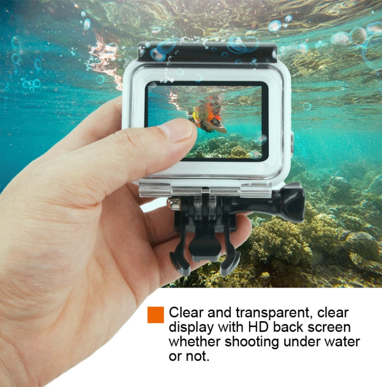 Custodia protettiva impermeabile da 45 m + cover posteriore touch screen per GoPro NEW HERO /HERO6 /5, con fissaggio di base e vite con fibbia, non è necessario rimuovere l'obiettivo, Touch Screen (Transparent), Touch Screen (Black)