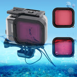 Custodia protettiva impermeabile da 45 m + cover posteriore touch screen per GoPro NEW HERO /HERO6 /5, con supporto base fibbia e vite e filtri (viola, rosso, rosa), non è necessario rimuovere l'obiettivo, Touch Screen + Filters (Transparent)          ...