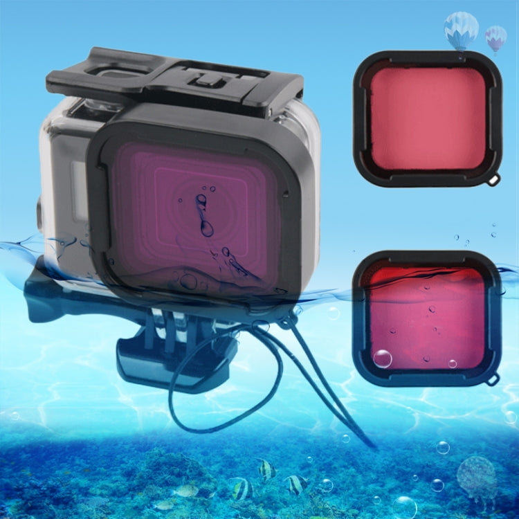 Custodia protettiva impermeabile da 45 m + cover posteriore touch screen per GoPro NEW HERO /HERO6 /5, con supporto base fibbia e vite e filtri (viola, rosso, rosa), non è necessario rimuovere l'obiettivo, Touch Screen + Filters (Transparent)          ...