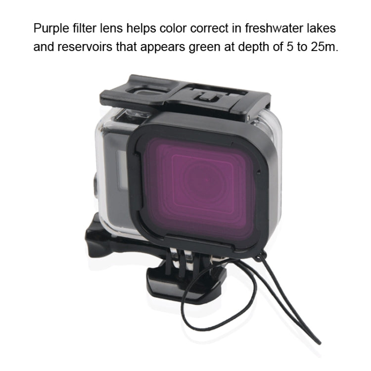 Custodia protettiva impermeabile da 45 m + cover posteriore touch screen per GoPro NEW HERO /HERO6 /5, con supporto base fibbia e vite e filtri (viola, rosso, rosa), non è necessario rimuovere l'obiettivo, Touch Screen + Filters (Transparent)          ...