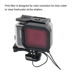 Custodia protettiva impermeabile da 45 m + cover posteriore touch screen per GoPro NEW HERO /HERO6 /5, con supporto base fibbia e vite e filtri (viola, rosso, rosa), non è necessario rimuovere l'obiettivo, Touch Screen + Filters (Transparent)          ...