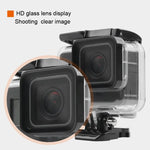 Custodia protettiva impermeabile da 45 m + cover posteriore touch screen per GoPro NEW HERO /HERO6 /5, con supporto base fibbia e vite e filtri (viola, rosso, rosa), non è necessario rimuovere l'obiettivo, Touch Screen + Filters (Transparent)          ...