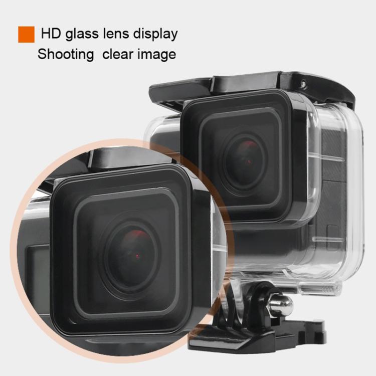 Custodia protettiva impermeabile da 45 m + cover posteriore touch screen per GoPro NEW HERO /HERO6 /5, con supporto base fibbia e vite e filtri (viola, rosso, rosa), non è necessario rimuovere l'obiettivo, Touch Screen + Filters (Transparent)          ...