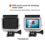 Custodia protettiva impermeabile da 45 m + cover posteriore touch screen per GoPro NEW HERO /HERO6 /5, con supporto base fibbia e vite e filtri (viola, rosso, rosa), non è necessario rimuovere l'obiettivo, Touch Screen + Filters (Transparent)          ...