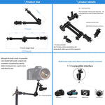 Braccio magico articolato con attrito regolabile da 11 pollici + grandi clip ad artiglio con morsetto per telefono, 11 inch Magic Arm + Claws Clips with Phone Clamp