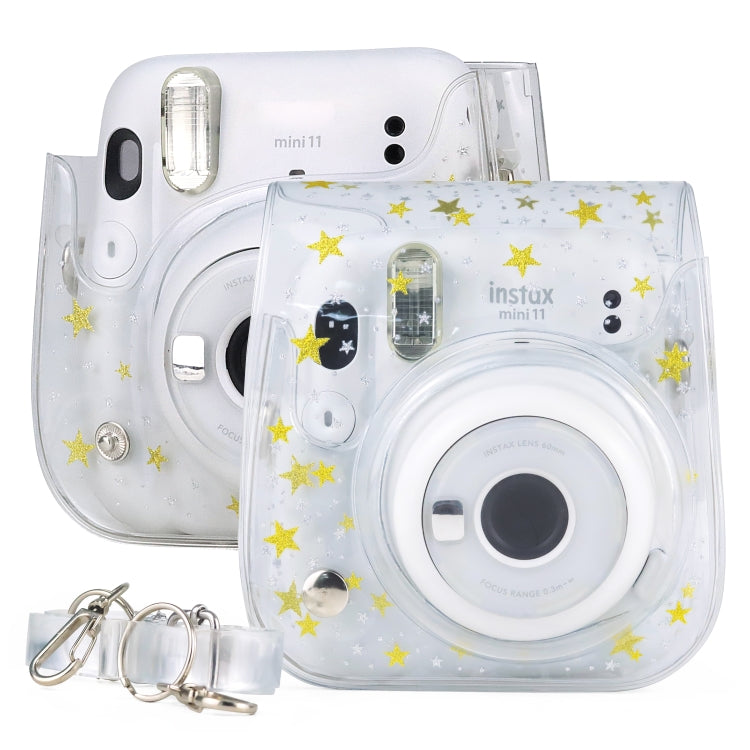 Borsa per fotocamera con custodia rigida in PVC Stars Crystal con tracolla per FUJIFILM Instax Mini 11, Transparent