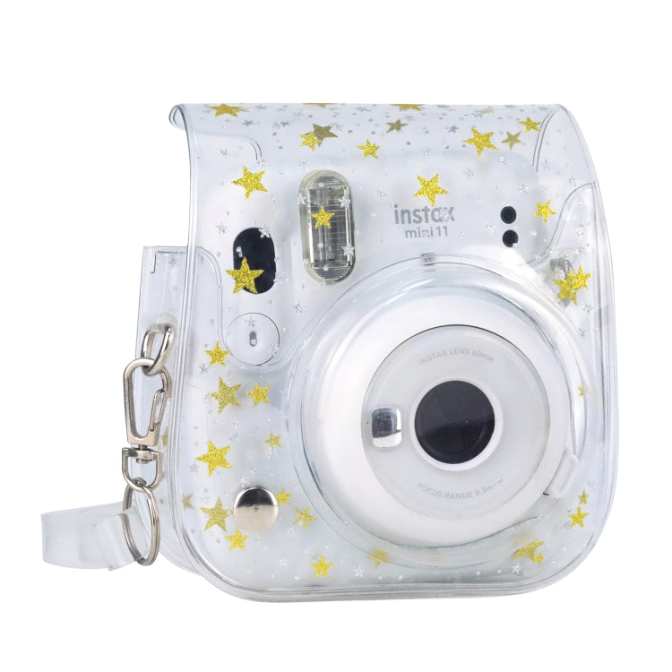 Borsa per fotocamera con custodia rigida in PVC Stars Crystal con tracolla per FUJIFILM Instax Mini 11, Transparent