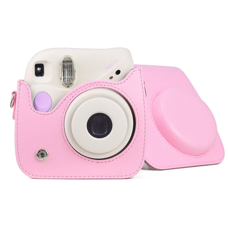 Borsa per fotocamera con custodia in pelle PU retrò per tutto il corpo con cinturino per FUJIFILM instax mini 7+, For FUJIFILM Instax Mini 7+