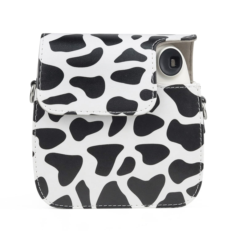 Borsa per fotocamera con custodia in pelle PU per tutto il corpo di mucca da latte con cinturino per FUJIFILM instax mini 7+, Milk Cow