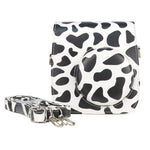 Borsa per fotocamera con custodia in pelle PU per tutto il corpo di mucca da latte con cinturino per FUJIFILM instax mini 7+, Milk Cow