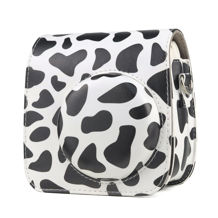 Borsa per fotocamera con custodia in pelle PU per tutto il corpo di mucca da latte con cinturino per FUJIFILM instax mini 7+, Milk Cow