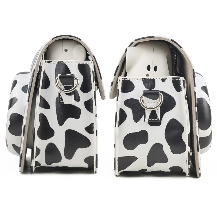 Borsa per fotocamera con custodia in pelle PU per tutto il corpo di mucca da latte con cinturino per FUJIFILM instax mini 7+, Milk Cow