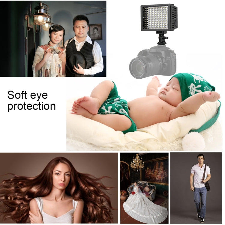 HD-160 Luce video LED a luce bianca Luce di riempimento per illuminazione fotografica sulla fotocamera per fotocamera Canon, Nikon, DSLR con 3 piastre filtro, HD-160