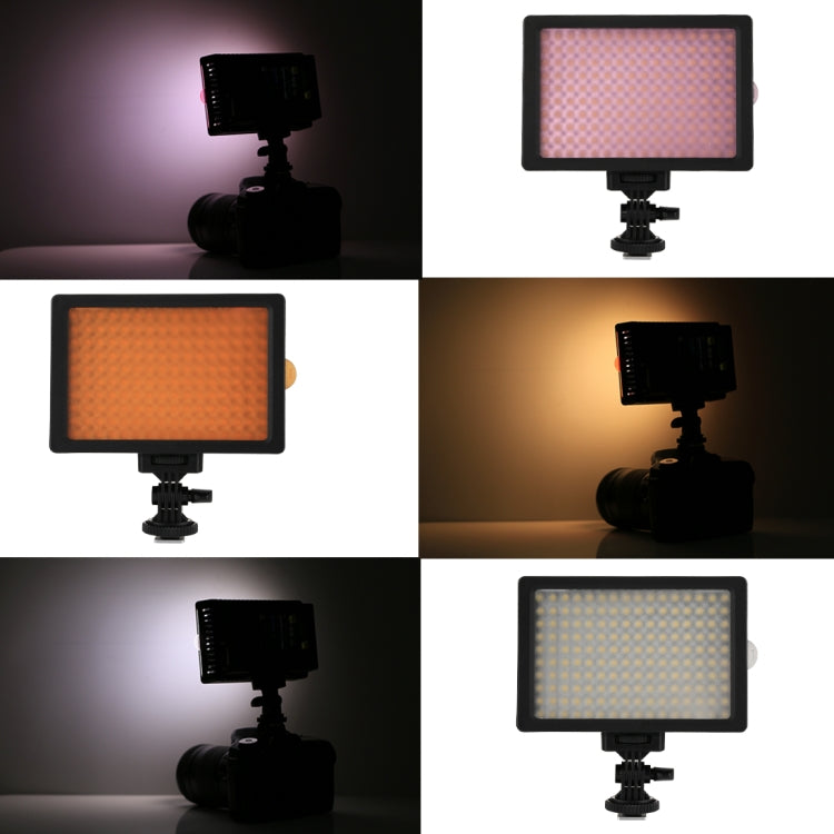 HD-160 Luce video LED a luce bianca Luce di riempimento per illuminazione fotografica sulla fotocamera per fotocamera Canon, Nikon, DSLR con 3 piastre filtro, HD-160