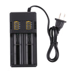 Caricabatterie a 2 slot per batterie al litio 18650-26650