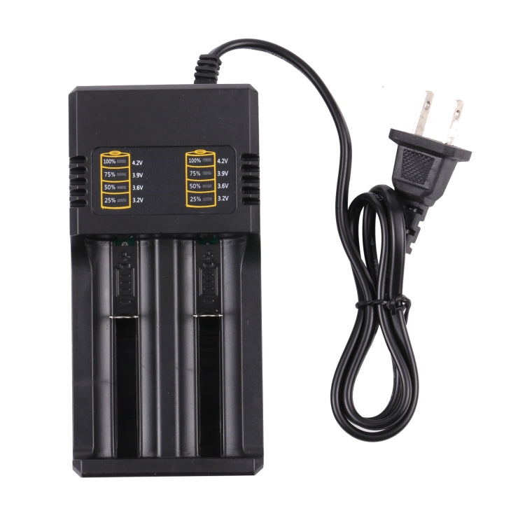 Caricabatterie a 2 slot per batterie al litio 18650-26650