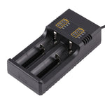 Caricabatterie a 2 slot per batterie al litio 18650-26650