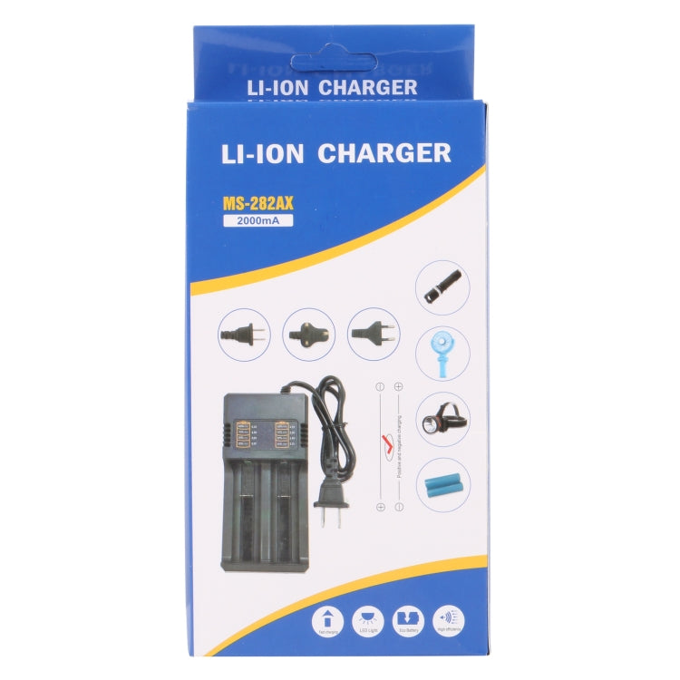Caricabatterie a 2 slot per batterie al litio 18650-26650