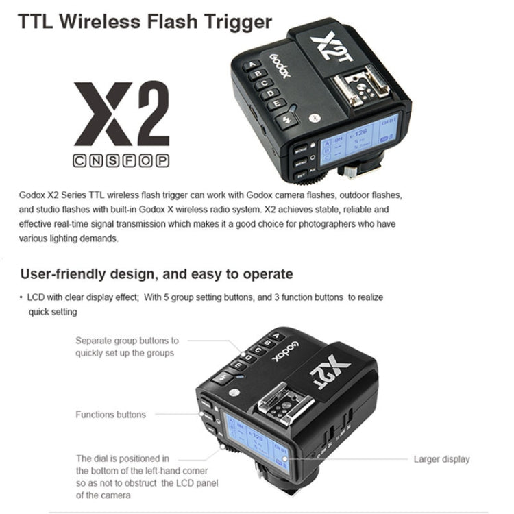 Trigger flash wireless Bluetooth Godox X2T-N E-TTL II per Nikon, X2T-N for Nikon