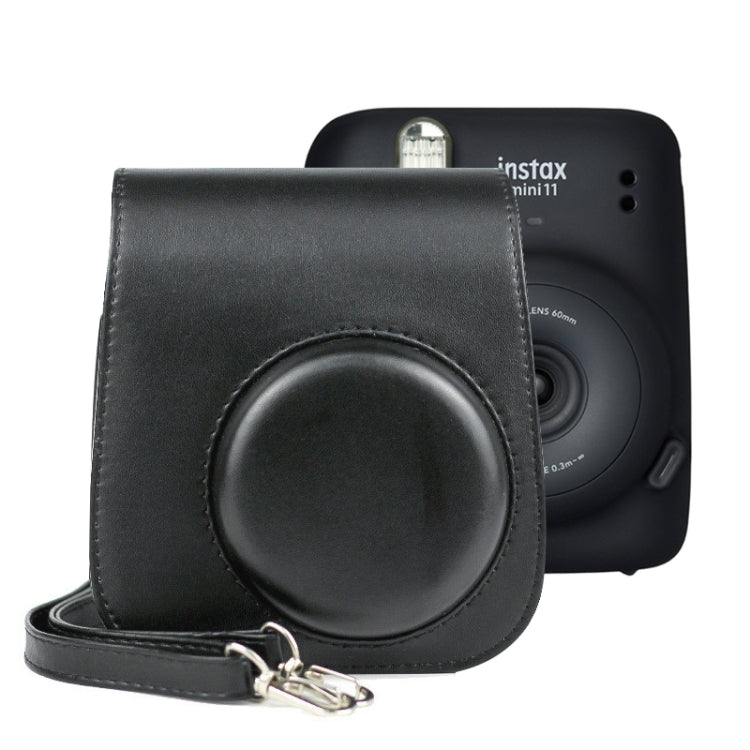 Custodia in pelle per fotocamera a corpo pieno in tinta unita con cinturino per FUJIFILM Instax mini 11