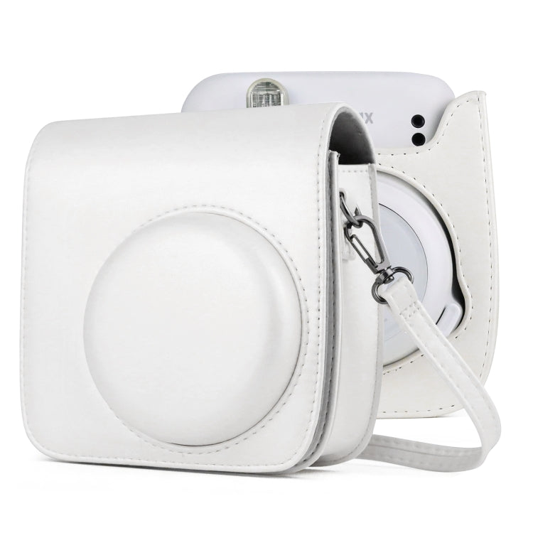 Custodia in pelle per fotocamera a corpo pieno in tinta unita con cinturino per FUJIFILM Instax mini 11