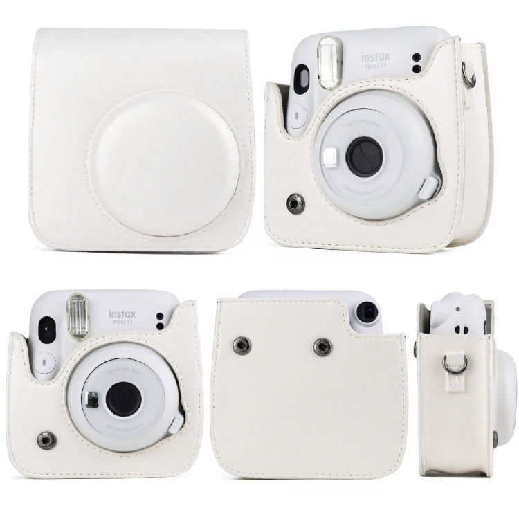 Custodia in pelle per fotocamera a corpo pieno in tinta unita con cinturino per FUJIFILM Instax mini 11